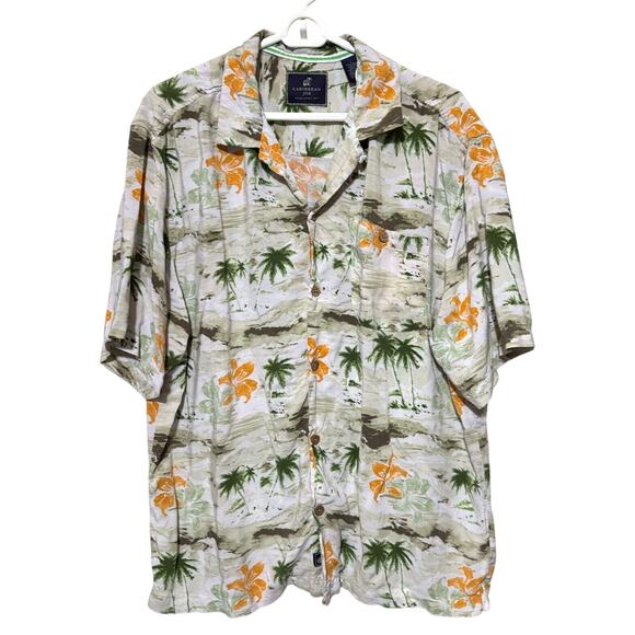 Caribbean Joe Hawaiian Shirt Mens L Palm Trees Cruise Vacation Tropical Island - Picture 1 of 6